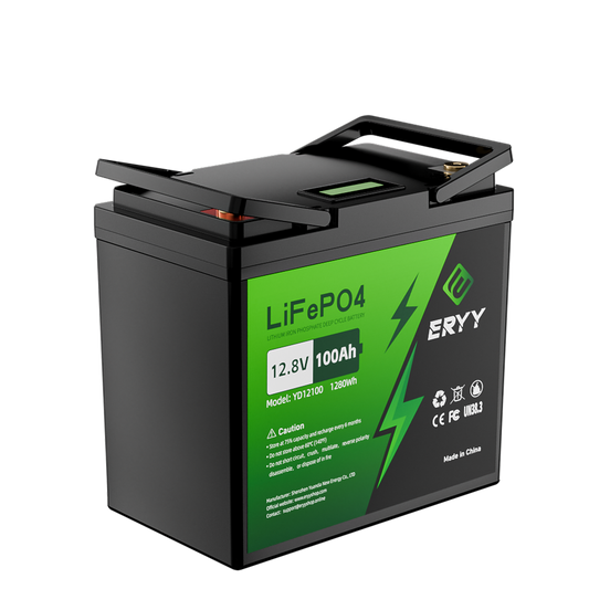 ERYY 12V 100AH LiFePO4 Battery LCD Screen