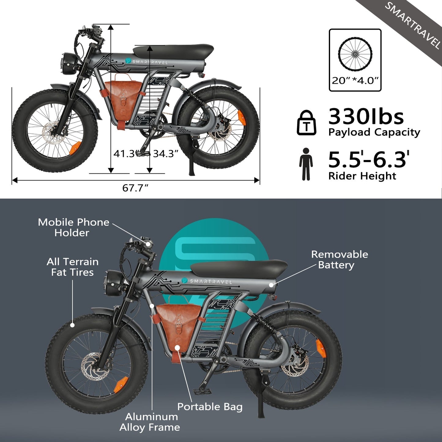 1200W Brushless Motor Electric Motorcycle 48V/20Ah