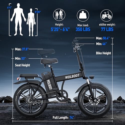 WOLBOOT  Electric Bike  Long Range 100 Miles